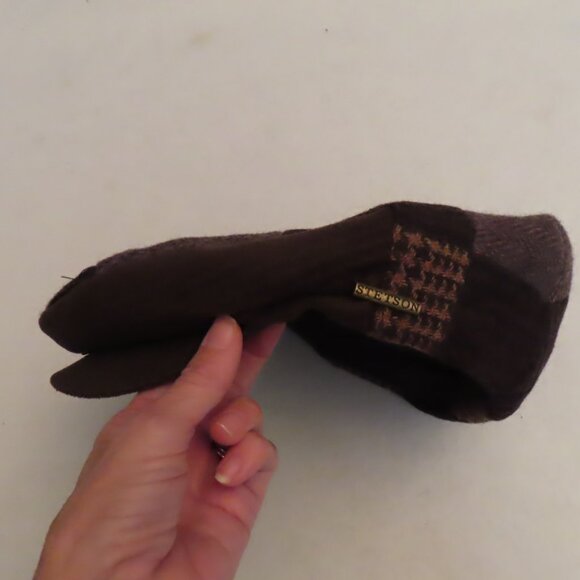 Patchwork Newsboy Drivers Retro Cap in Brown and Black Large Classic 100% Wool - Picture 6 of 11